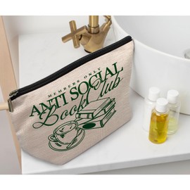 Ayxvt Book Lover Reader Bookworm Gifts Makeup Bag, Book Club Gifts for Women Cosmetic Bags, Funny Bookish Booktrovert Zipper Makeup Pouch