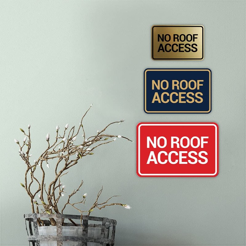 Signs ByLITA Classic Framed, No Roof Access Sign (Brushed Silver)