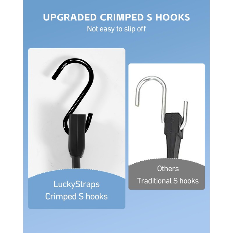 20 Pack Rubber Bungee Cords with Upgraded Hooks, 10 15
