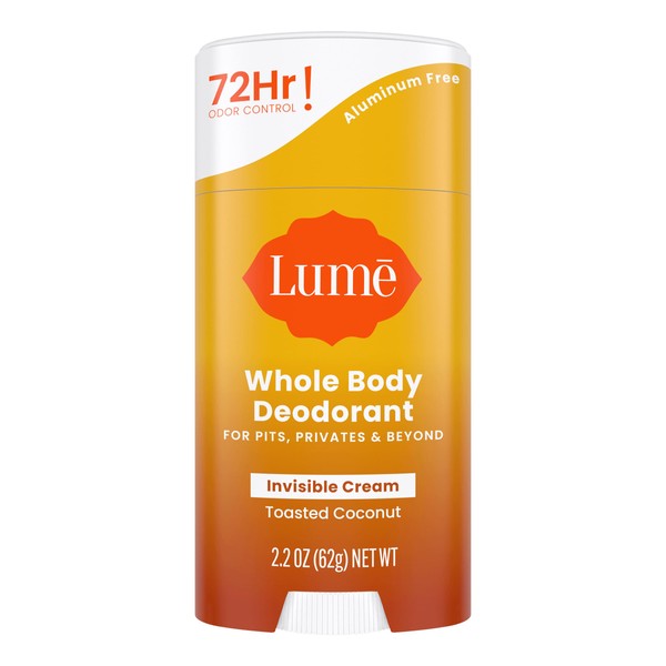 Lume Natural Deodorant - Underarms and Private Parts - Aluminum-Free, Baking Soda-Free, Hypoallergenic, and Safe For Sensitive Skin - 2.2 Ounce Stick (Toasted Coconut)