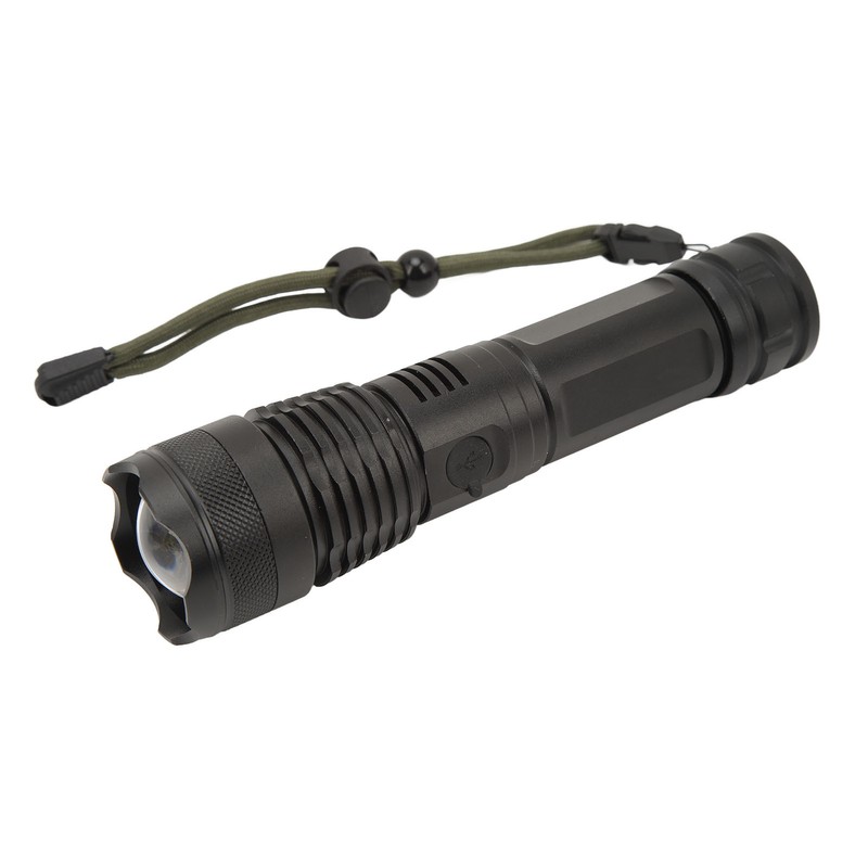 Strong Light Flashlight Aluminum Alloy USB Rechargeable Telescopic Zoom White