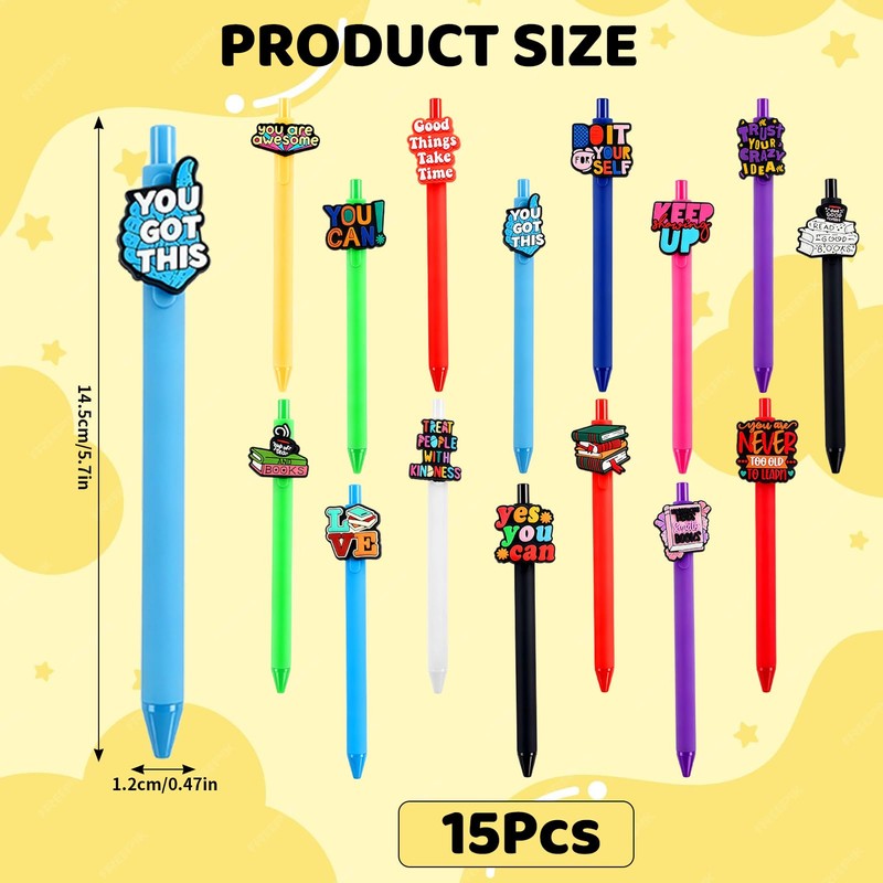 ZLFSRQ 15Pcs Funny Pens for Book Lovers Gifts Motivational Pens