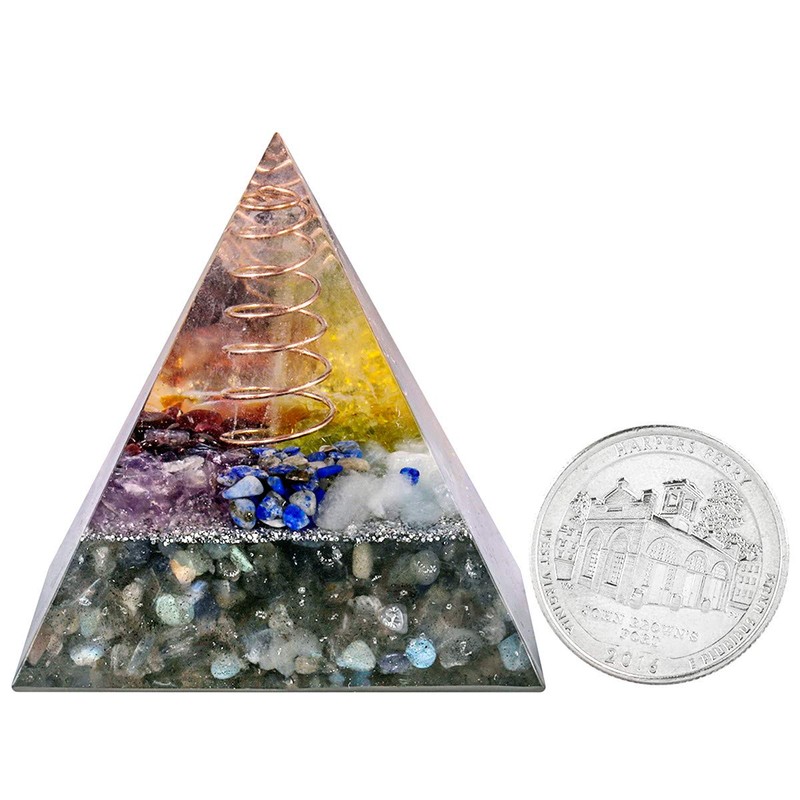 Nupuyai Labradorite Healing Crystal Pyramid for Protection, Chakra Energy Crystal