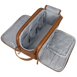 Gloppie Toiletry Bag Water-Resistant Leather Makeup Bags Travel Washbag Men Women with Wet Dry Bag