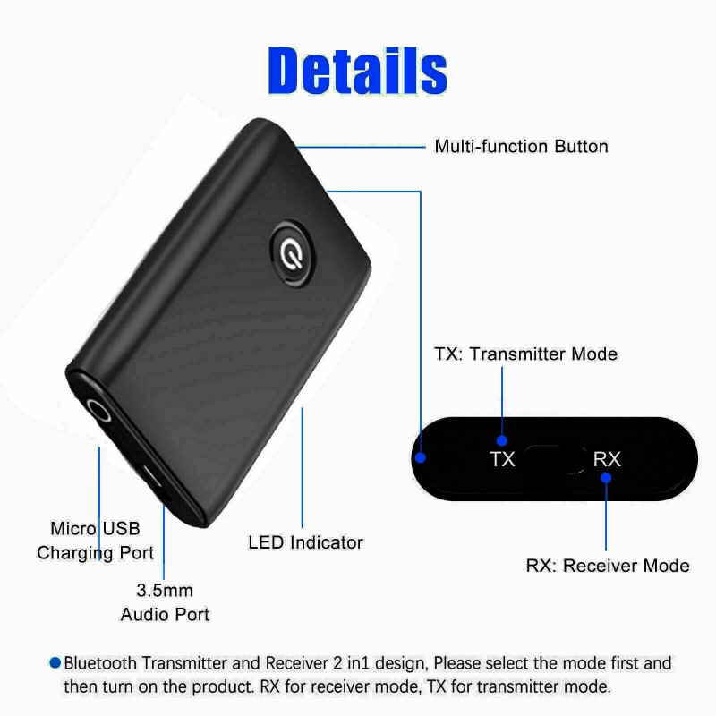 TaoTronics Bluetooth 5.0 Transmitter Receiver 2 IN 1 Wireless Audio