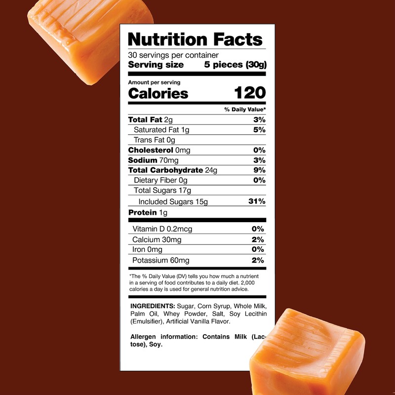 Caramel Cubes Candy - 2 Pound Bag - 150 Pieces