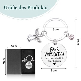 teikart Keyring Gift – Key Ring for Mum, Dad and Loved Ones – Lucky Charm with Guardian Angel Motif – Drive Carefully Keyring for Birthday, Father's Day or Mother's Day, Drive Carefully.