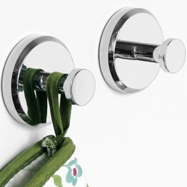 Poywaze Suction Hooks for Bathroom, Shower Hook No Drilling, Waterproof Towel Hook, Kitchen Hooks for Hanging Utensils(2 Pack, Silver)