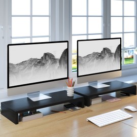 TEAMIX 2 Pack Monitor Stand Riser-20 inch, Wood Monitor Stand for Desk, TV/Screen/PC/Printer/Laptop Riser, Computer Stand with Keyboard Organizer Desktop Stand, Monitor Riser…