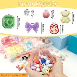 MoguGo 450 Pieces Acrylic Beads 8 Colour Set Charm Pendant Beads for Threading Jewellery Chains Craft Set Assorted Craft Pendants for DIY Gift Jewellery Making Crafts