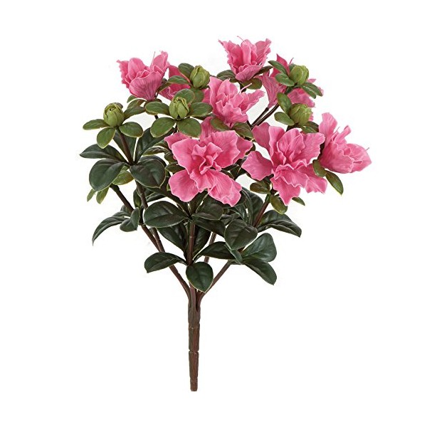 SilksAreForever 14" UV-Proof Outdoor Artificial Azalea Flower Bush -Pink (Pack