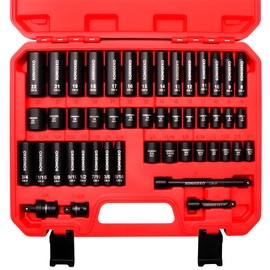 SONIGEKO 48-Piece 3/8" Drive Impact Socket Set CR-V Steel