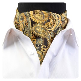 Gusleson Men's Gold Cravat Self Tie Paisley Jacquard Woven Floral Ascot (UK0602-05)