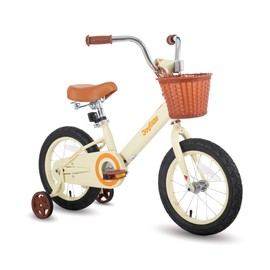 JOYSTAR 14 Inch Kids Bikes with Training Wheels & Basket, Vintage Girls Bike for Toddler of 3-5 Years Old Girls & Boys, Kids Bicycle, Beige