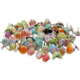 MWUMRCM Pack of 50 Retro Pin Board Pins, Decorative Push Pins, Metal Push Pins, Creative Pins for DIY Bulletin Board, Cork Panels, Maps, Photos