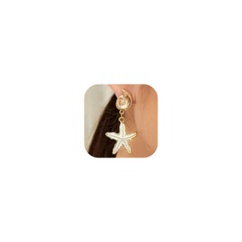 Pearl Shell Earrings Starfish Earring Gold Sea Shell Earrings for Women Seashell Beach Earrings Summer Beach Vacation Outfits for Women Trendy Jewelry Gift