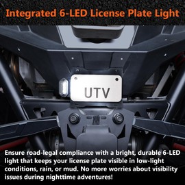 BARQUPO UTV Led Lighted License Plate Frames Mount Holder Compatible with Polaris RZR Pro XP Turbo R S 4 2020-2026