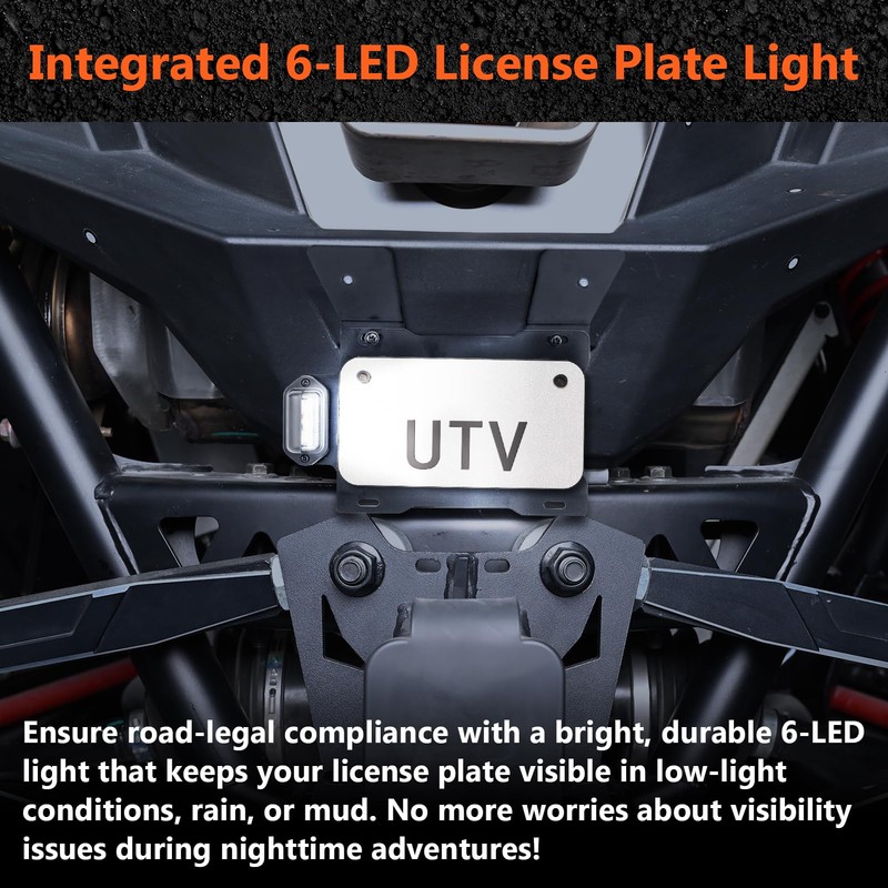 BARQUPO UTV Led Lighted License Plate Frames Mount Holder Compatible