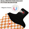Checkered Plaid Orange Print Putter Cover PU Leather Magnetic Blade