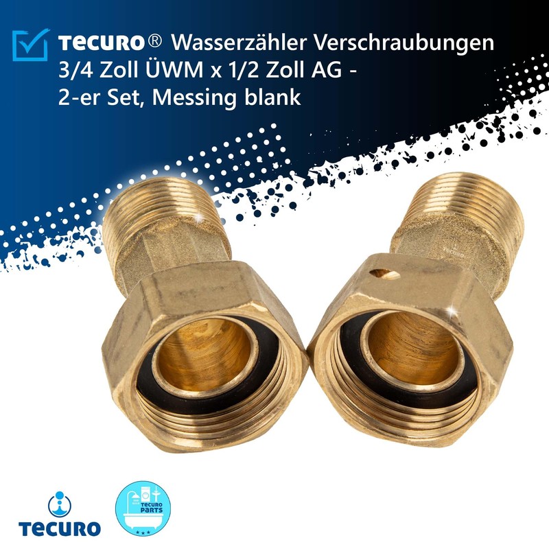 tecuro - 49600 Water Meter Screw Connections, 3/4 Inch Nut