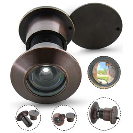 Earl Diamond - Solid Brass Door Peep Holes for Front Door, 220-Degree Door Viewer Peephole with Heavy Duty Rotating Privacy Peephole Cover for 1-21/32" to 2-1/8" Thick Door (Brushed Oil Rubbed Bronze)