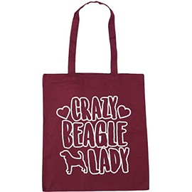 Hippowarehouse Crazy Beagle lady dog Tote Shopping Gym Beach Bag 42cm x38cm, 10 litres