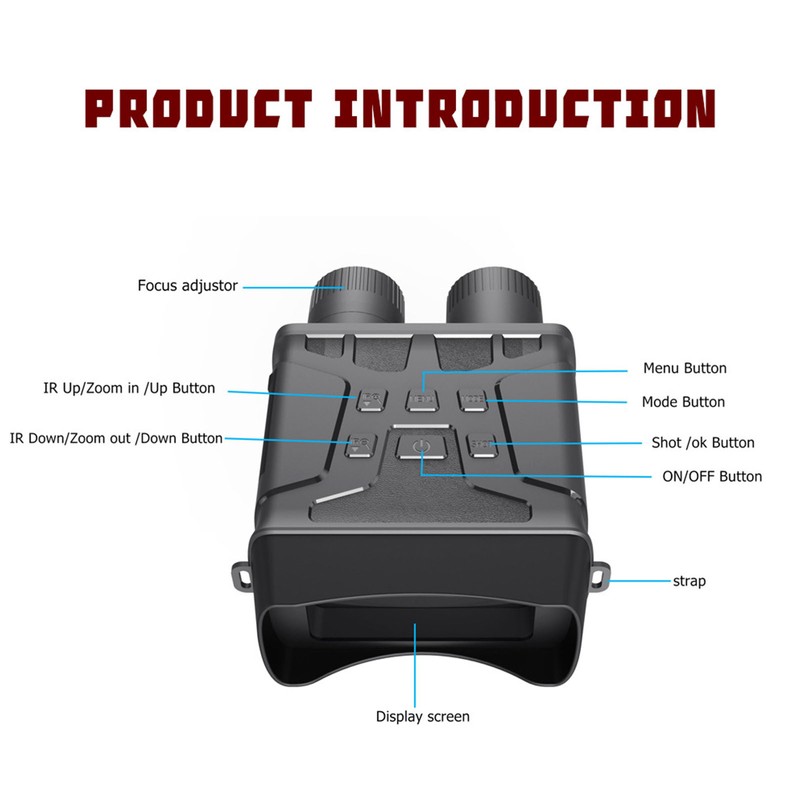 HD Binoculars Infrared Night View 1080P 5X Telescope with LED
