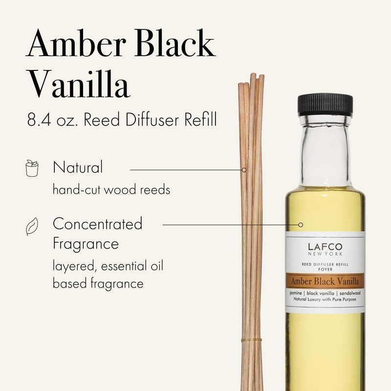 LAFCO New York Reed Diffuser Refill, Amber Black Vanilla -