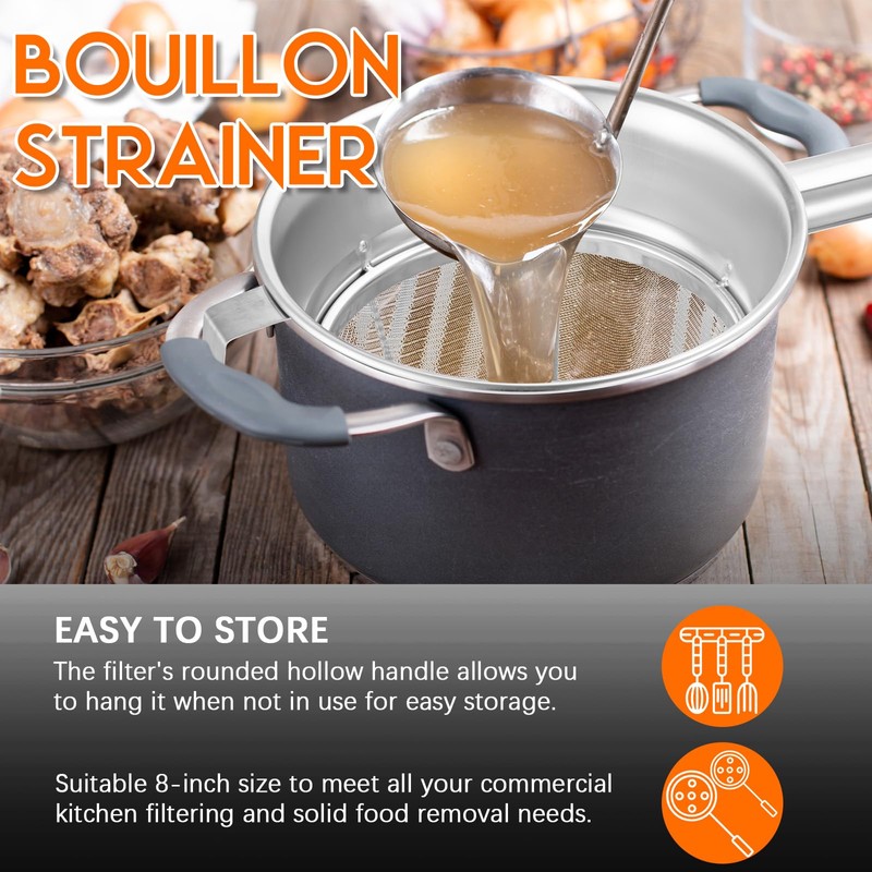 SiliFine Stainless Steel Reinforced Bouillon Sieve Strainer Cone Fine Mesh