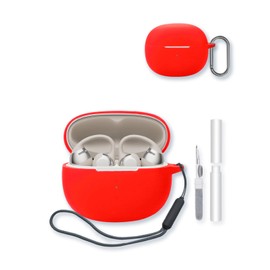 Case for SHOKZ OpenDots ONE Earbuds,Soft Protective,BOVUGAC Silicone Case Cover with Keychain & Cleaning Kit & Lanyard for SHOKZ OpenDots ONE Accessories-Red