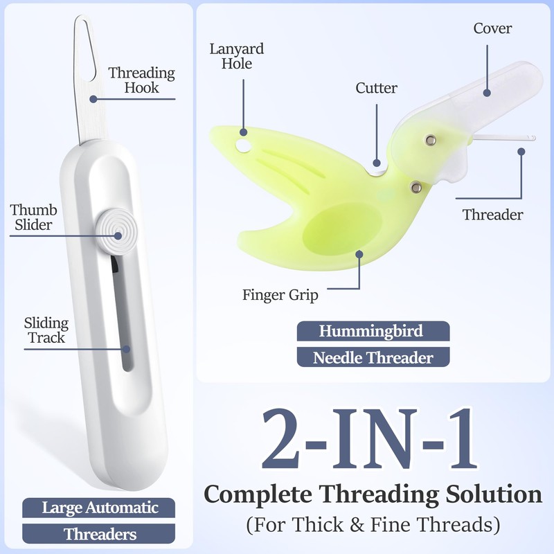 Dreyoo Needle Threader Set for Hand Sewing, 2 Large Automatic