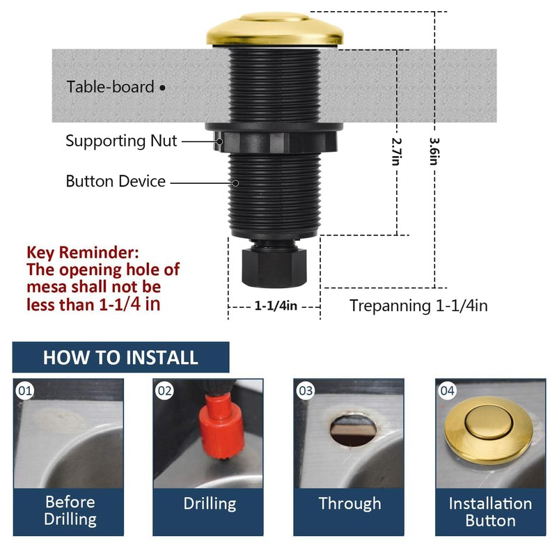 Garbage Disposal Air Switch Kit Single Outlet Sink Top Waste