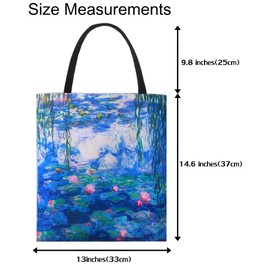 SuyuanArt 3 Pack Aesthetic Vintage Claude Monet Tote Bag,Art Carry on Bag Hand Bags Canvas Shoulder Bag Reusable Shopping Bags Foldable Grocery Bags Beach Travel Bags for Women