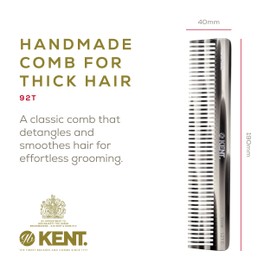 Kent Wide-Tooth Detangler Comb for Curly and All Hair Types - Hair Styling and Detangling Comb for Men and Women