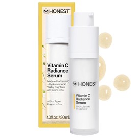Honest Beauty Suero Radiante de Vitamina C, Mejora e Ilumina el Tono de la Piel y la Tez, Suave para Pieles Sensibles, Sin Fragancia, Vegano, 1 onza líquida