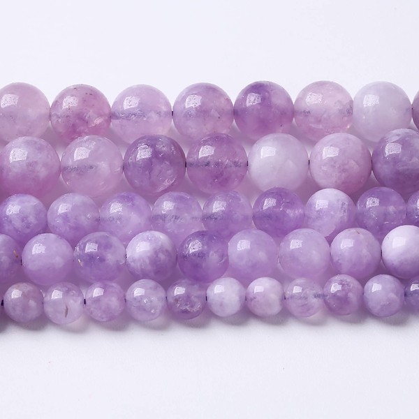 10mm 37pcs Natural Lavender Amethyst Beads Round Loose Gemstone Crystal Energy Healing Power Stone Beads for Jewelry Making DIY Bracelet 15 Inch