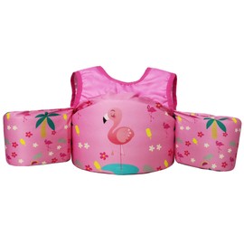 EHIOR Toddler Swim Vest Water Aid Floats with Shoulder Harness Kids Pool Swim Life Jacket for 25-55 lbs Boys and Girls - Cute Flamingo Baby