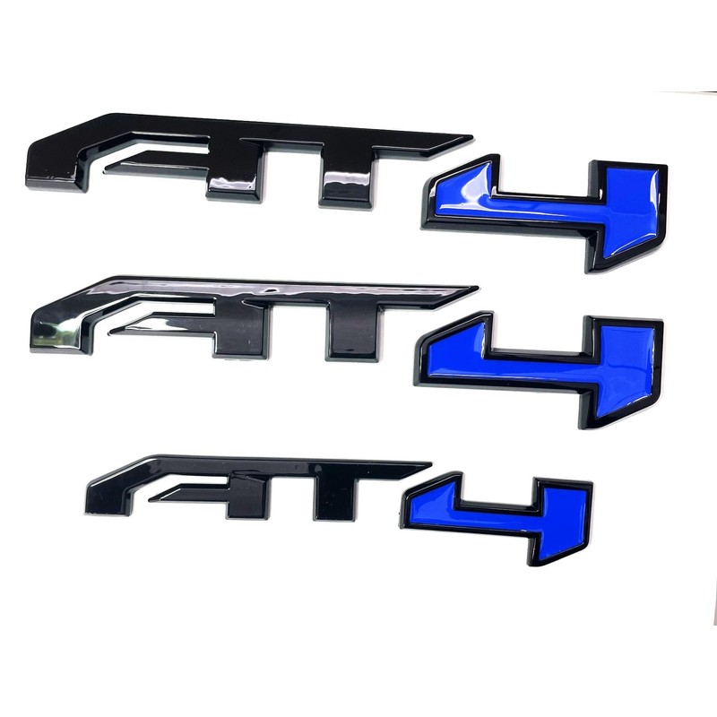 AT4 Badge Emblems 3-Piece in Glossy Black & Blue for