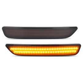 HECASA Front LED Side Marker Light Compatible with 2010-2014 Ford Mustang Base GT Shelby GT500 Boss 302 Replacement for FO2551144 FO2550144 AR3Z15A201A AR3Z15A201B Smoke Lens Front Amber 2 Pcs