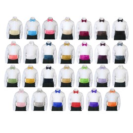 Formal Wedding Color Satin Bow tie & Cummerbund Set Only Boy Baby Toddler Sm-28 (8-14 (25"-32"), Ivory)