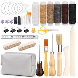 Axmru 49 Pcs Bookbinding Kits for Beginners Bookbinding Tools Book Making Kits, Bookbinding Supplies with Wax Thread Bone Folder Paper Awl Binding Ribbon Storage Bag for Bookbinding