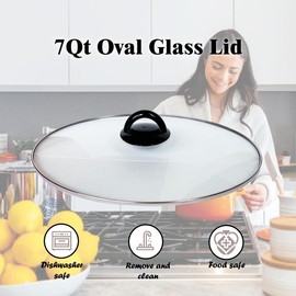7QT Oval Glass Lid compatible with Hamilton Beach Slow Cooker 33473G & Black Decker Slow Cooker SCD4007 4007D