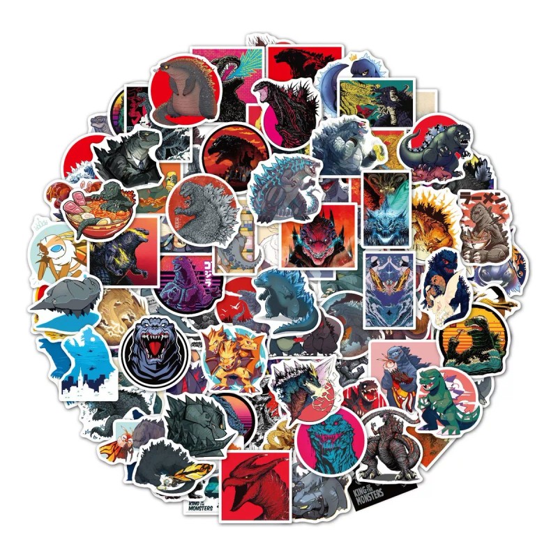 Godzilla Mounstruo 50 Calcomanias Stickers Pvc Contra Agua