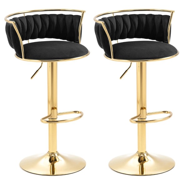 Unbranded Velvet Bar Stools Set of 2 Counter Height Adjustable