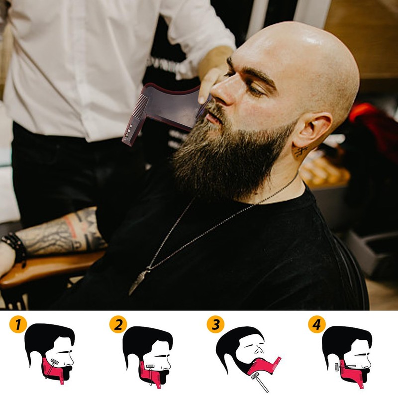 2-Piece Beard Stencils, Beard Styling Shapes, Symmetrical Beard Stencils for