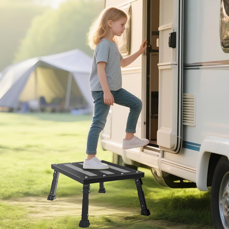Oversized RV Step Stool 1000 lbs Capacity, Foldable Adjustable 3-Platform
