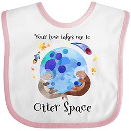 inktastic Your Love Takes Me To Otter Space Baby Bib White and Pink 39c11