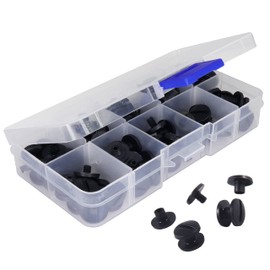 KS24 Products® Assortment Box Plastic Book Screws Black | Slotted on Both Sides | 10 Pieces Each x 3.5 mm, 5 mm, 7 mm, 8 mm & 10 mm | For Stapling Menus, Brochures and Much More