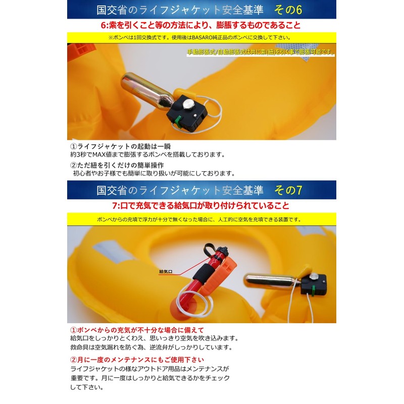 JES-BASARO B-Life-Jacf-MN/AT Automatic Inflatable Life Jacket, Life-saving Device, Compatible with