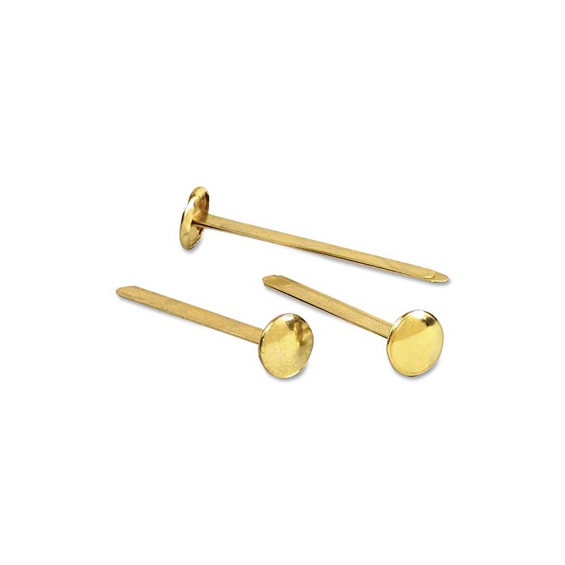 ACCO #7 Brass Prong Paper Fasteners, 2" Capacity, Brass, 100/Box